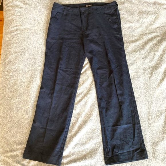 Denim colour linen blend trousers - Original by Nicole Miller - Picture 1 of 3